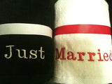 Black and White Just Married Beach Towel Set
