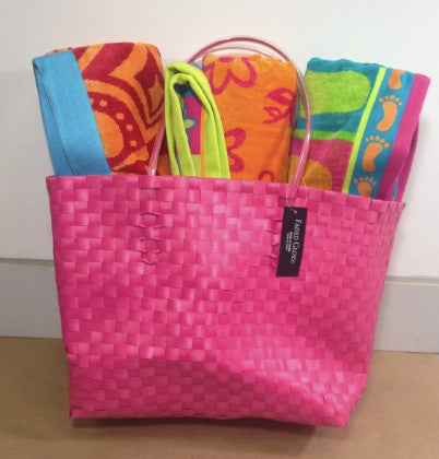 Pink Woven Beach Bag